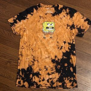 SpongeBob T Shirt Black Orange Tie Dye Graphic Mens Medium Nickelodeon 2021